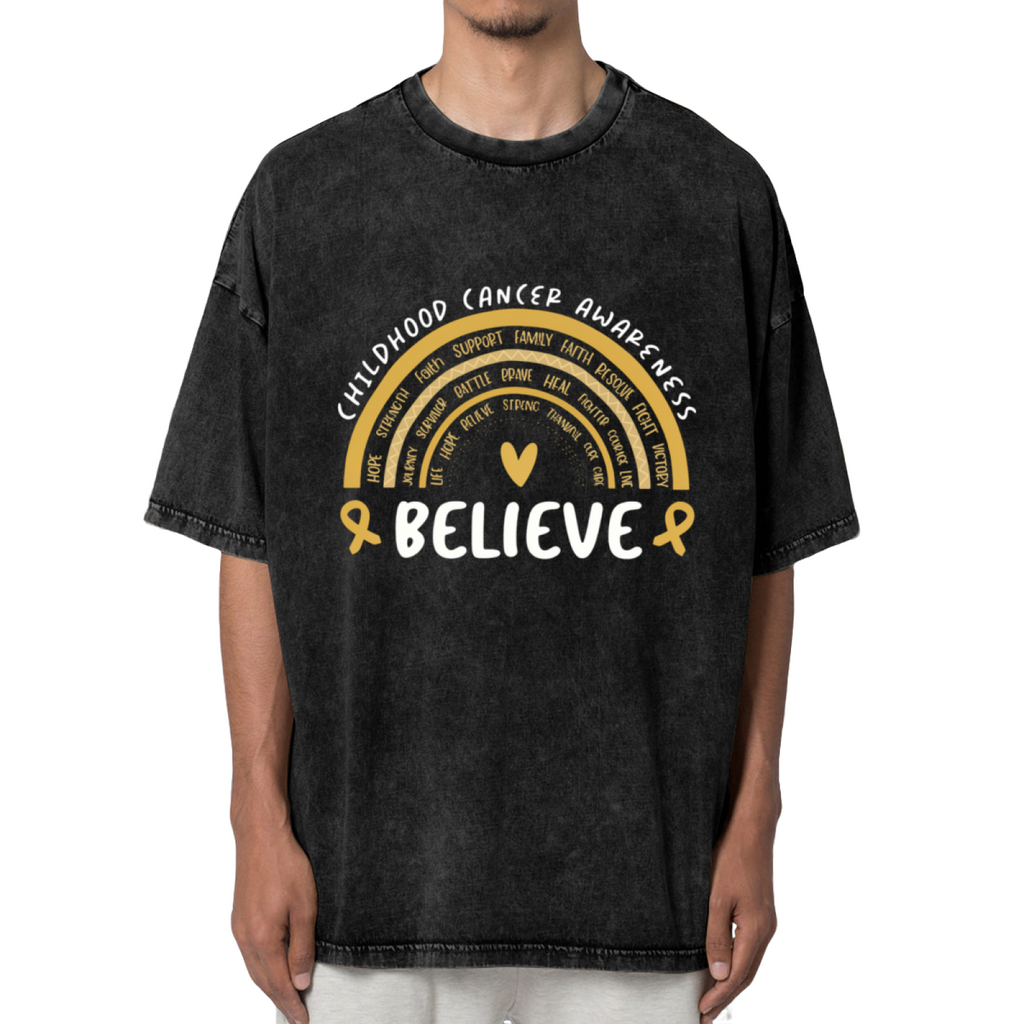 Childhood Cancer Awareness washed graphic T-shirt product image