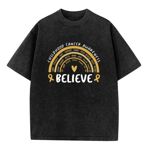 Childhood Cancer Awareness washed graphic T-shirt product image