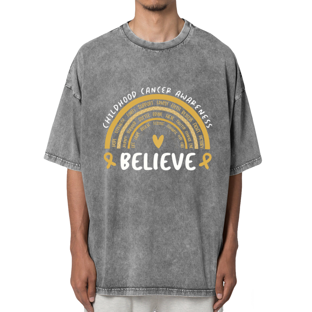 Childhood Cancer Awareness Childhood Washed Graphic T-Shirt