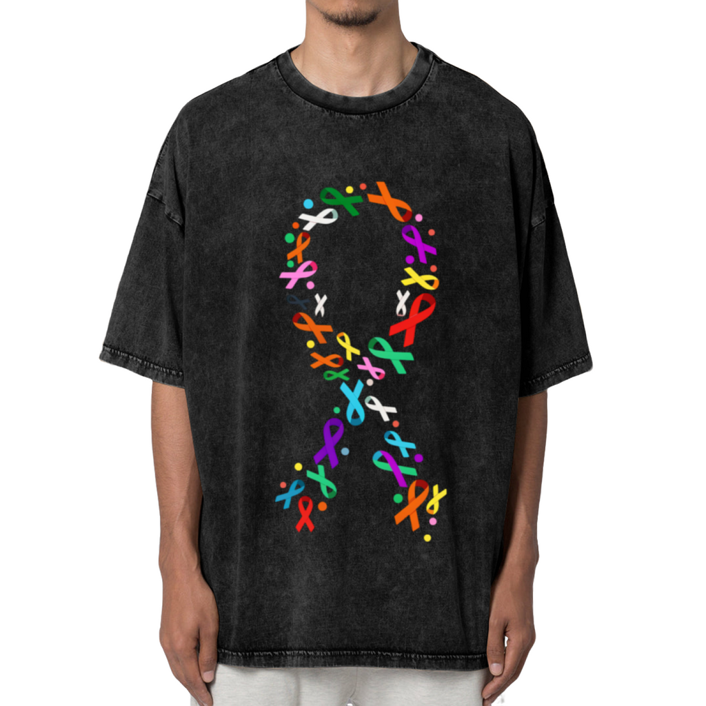All Cancer Ribbon Colors washed graphic T-shirt product image