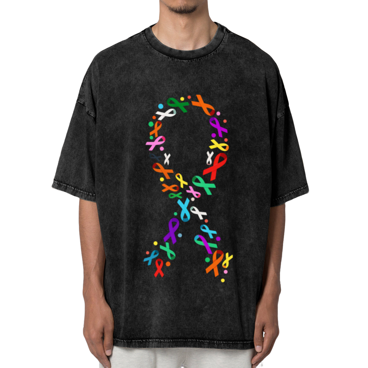 All Cancer Ribbon Colors washed graphic T-shirt product image