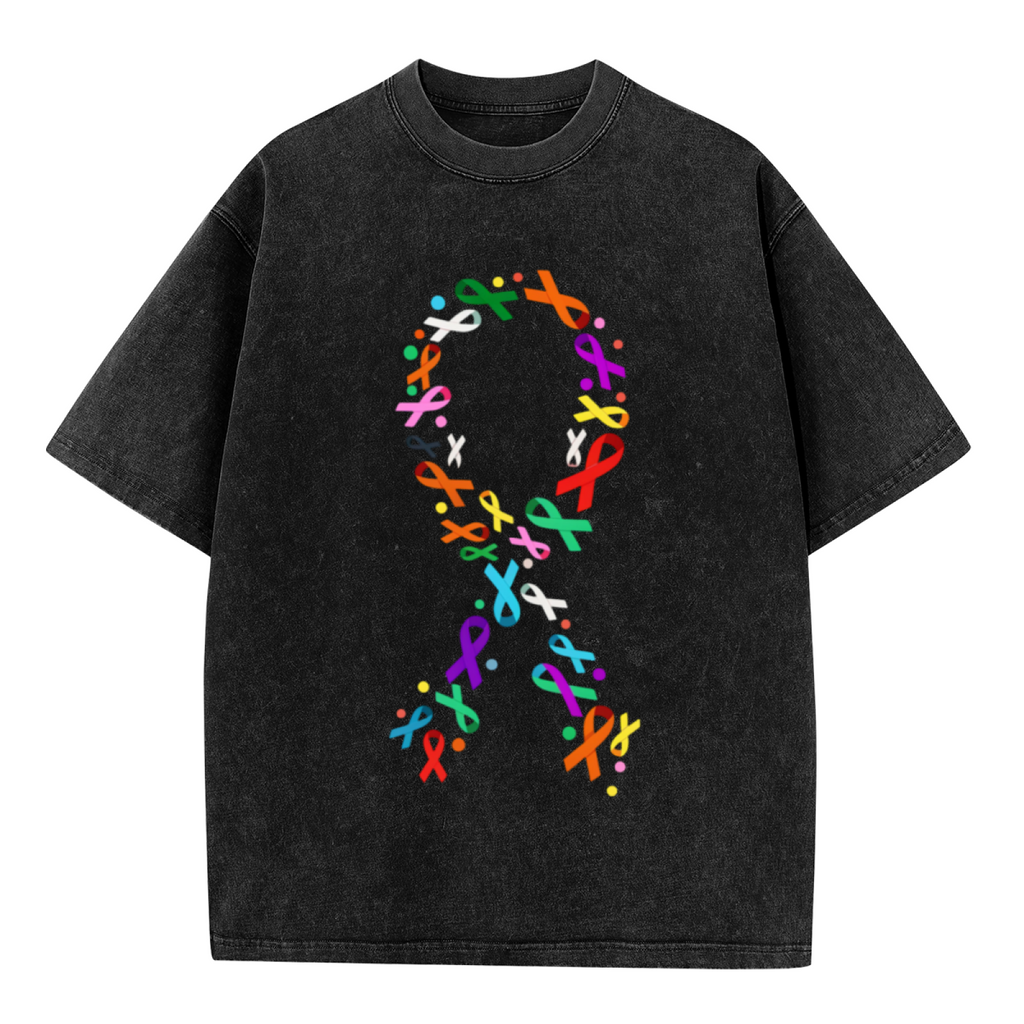 All Cancer Ribbon Colors washed graphic T-shirt product image
