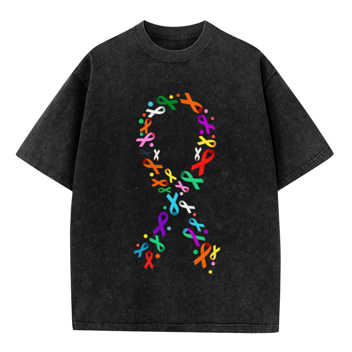 All Cancer Ribbon Colors washed graphic T-shirt product image