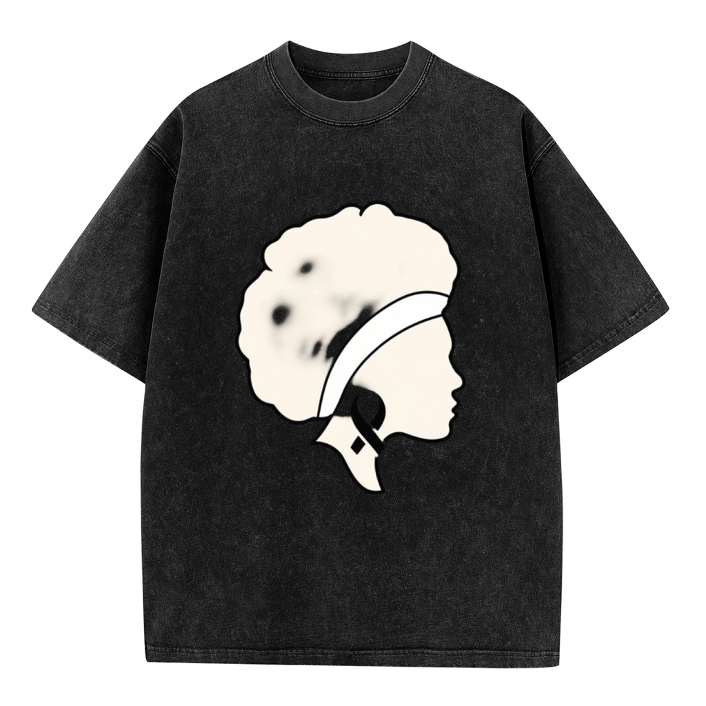 Melanoma black ribbon awareness washed graphic T-shirt product image