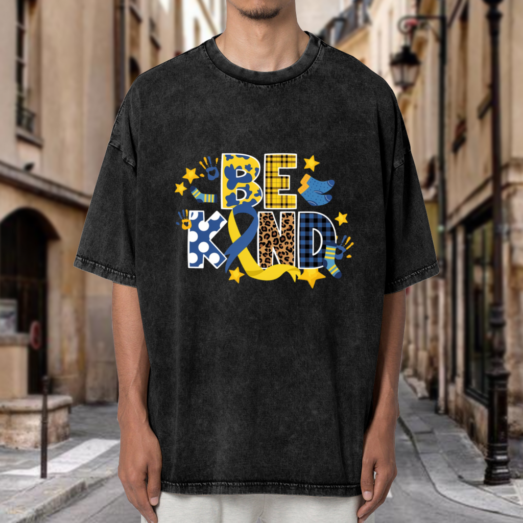 Be Kind Down Syndrome washed graphic T-shirt product image