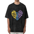 Yellow Blue Purple Ribbon Heart washed graphic T-shirt product image